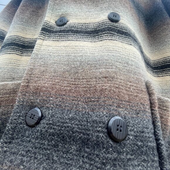 Men's Size XL Vintage Lined Woolrich Striped Rancher Coat with Fleece Collar - Picture 12 of 16